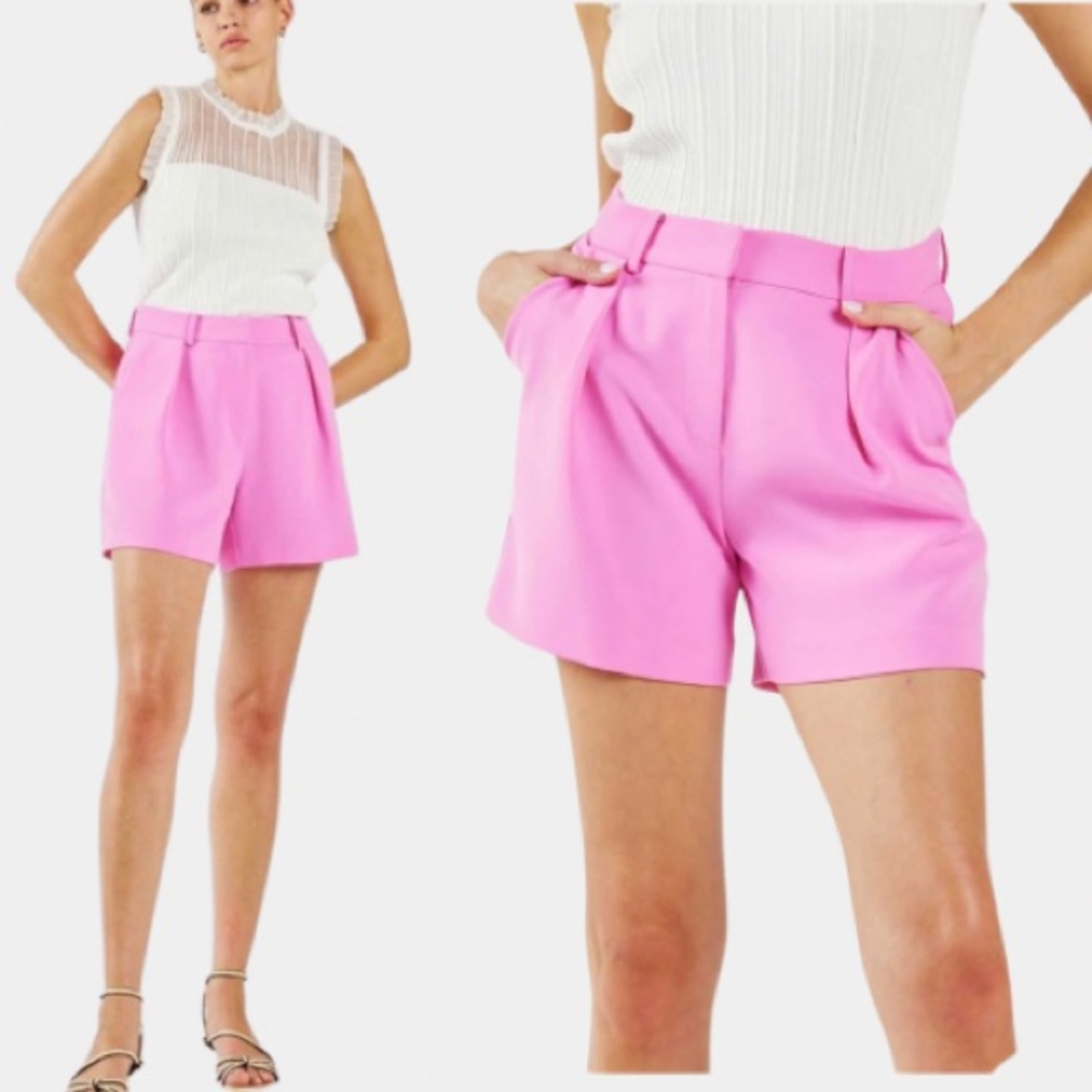 SO PRETTY PINK STYLISH AND SOPHISTICATED TAILORED PIN-TUCKED DRESSY SHORTS